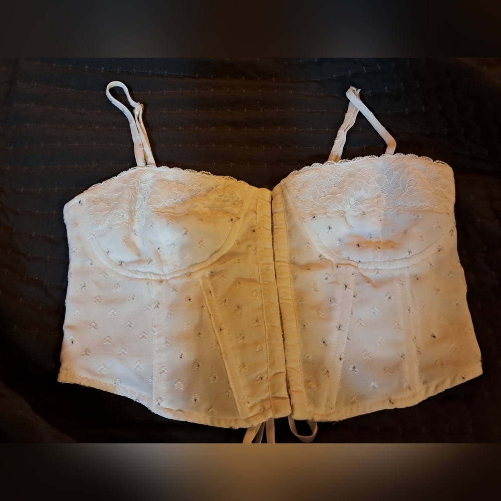 LA Hearts white cropped corset top XS